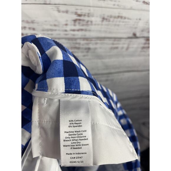 Talbots Pants Women's 14 Blue White Chatham Ankle Gingham Check Slim Leg Stretch - Picture 7 of 12